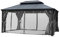 Jet-Line® | Pavillon Bagdad | Pergola mit UV Sonnenschutz | Maße 3,65 x 3,65 m | Metalldach | ALU | Wasserdicht | Stabil | Winterfest | freistehend | inkl. Vorhang und Moskitonetz |