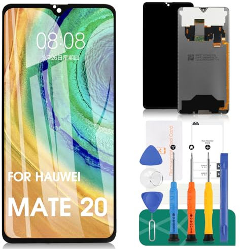 Schermo di ricambio per Huawei Mate 20, display LCD per Huawei Mate 20, digitalizzatore touch screen HMA-L29, HMA-L09, kit di riparazione (nero)