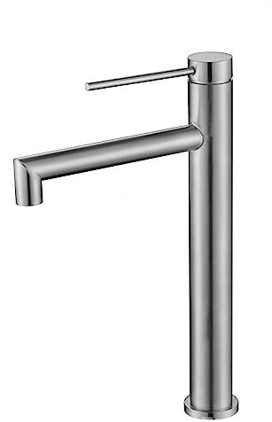 Robinet Vasque Monocommande De Salle De Bain Bec Rond 1 Trou Robinet Lavabo Mitigeur Lave Main Inox Brossé,Brossé B
