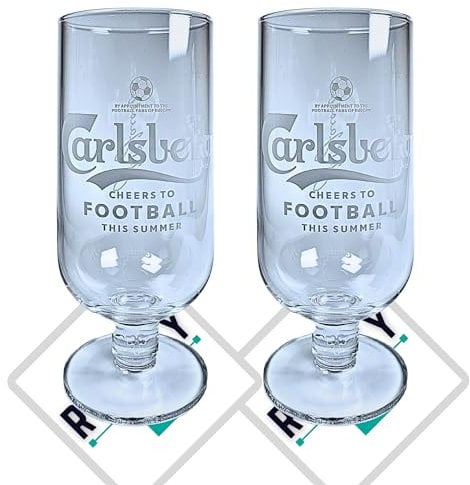 2 x Roxley Carlsberg Pilsner Nucleated Pint Glass Glasses X2 | Lager Beer