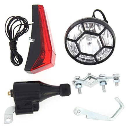 Weduspaty Luci Dinamo della Bici Set Bicycle Fiocella Anteriore LED Posteriore Accessori per Ciclo di Sicurezza di Sicurezza, Set di luci del generatore di Bici