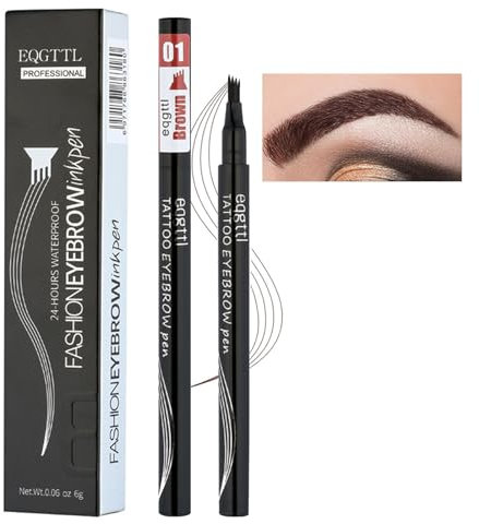 Augenbrauenstift Mit 4 Spitzen, 3D Augenbrauenstift Wasserfest Präziser Microblading Augenbrauenstift, Langlebiger Natürlicher Hochpigmentiert Augenbrauenstift Härchenzeichnung (01 Braun)