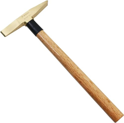 WEDO Martello Da Saldatura in ottone,Fresa professionale da 300g,lunghezza 330mm,Saldatura per asportare scorie di saldatura a martello,manico in legno