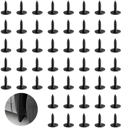 Kit Viti Autofilettanti M5 x 16 mm 50 Pezzi, Acciaio al Manganese, Nera, Antiruggine, per Auto, Parafanghi, Ruote, Griglie Paraurti