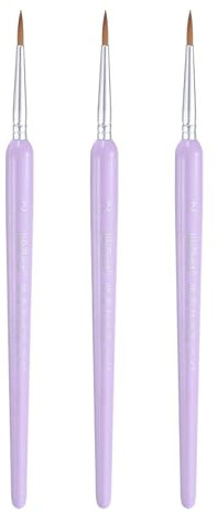 sourcing map 3pcs Detail Paint Brushes 12mm Pointed Tip Nylon Hair Miniature Painting Brush for Watercolor Oil Acrylic Painting(2#), Purple