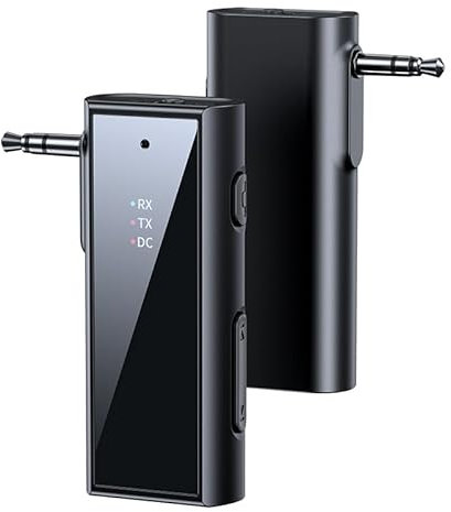 Bluetooth 5.3 Transmitter und Receiver 2 IN 1, Mini Bluetooth Sender Klinke, AUX Bluetooth Adapter mit 3.5mm Klinke für Stereoanlage MP3 Auto, Unterstützt TF-Karte