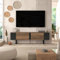 Uniqtrio TV Stand Cabinet | Walnut TV Unit with Cabinet | TV Cabinet | TV Stand Unit | TV Units for Living Room | TV Table |Soft Closing Hinges | Corner Shelf (Walnut)