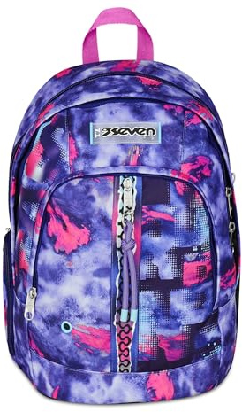 Seven Zaino Scuola Media Ragazza, Scuola Elementare, Dual, Scomparto PC, Tasca Borraccia, viola