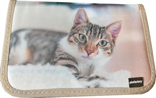 pbs factory GmbH Schulmäppchen, Schüleretui, Federmäppchen gefüllt, 50 Teilig (Katze)