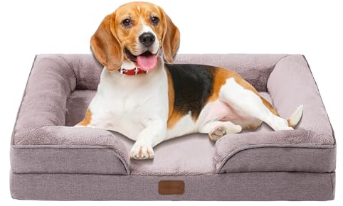 OUPEIWAWA Orthopädisches Hundebett für kleine Hund 75x60x19,8cm, Schlafbereich 52x48cm, Hochdichter Schwamm mit hohem Rückprall für gesunde Gelenke, waschbar mit abnehmbarem Bezug, rutschfest, Khaki