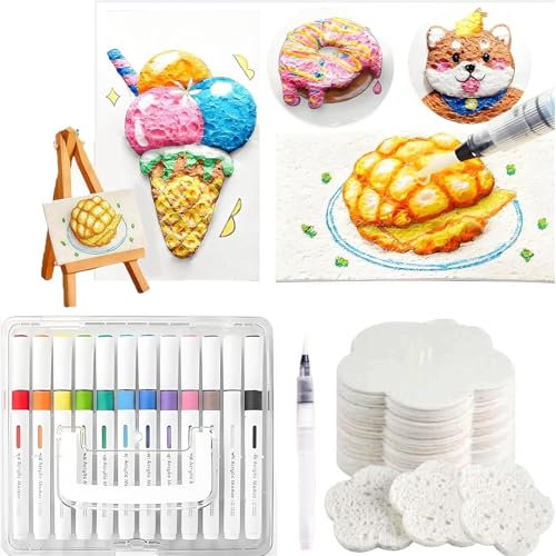Genérico Kit De Pintura Mágica Inflable 3D, Papel Texturizado De Espuma, Pintura Mágica Inflable, Kit De Pintura Texturizada De Espuma, Materiales Para Manualidades Con Esponja De Espuma