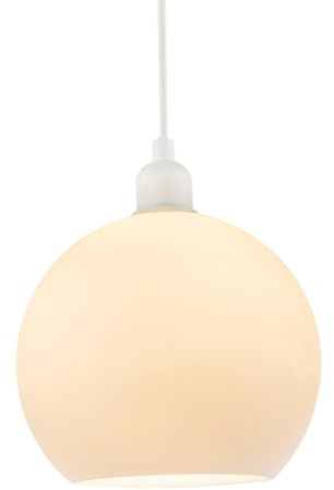 Simple and Classic Opal White 20cm Glass Globe Ball Pendant Lighting Shade | 17cm x 20cm | for Kitchen Dining Room Bar Restaurant etc by Happy Homewares