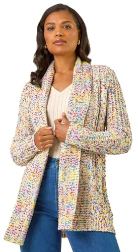 Roman Originals Soft Knit NEP Longline Cardigan for Women UK - Ladies Everyday Autumn Winter Comfy Soft Evening Vacation Work Party Night Out