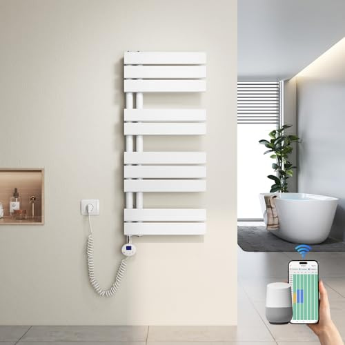 Heilmetz Badheizkörper Elektrisch Heizkörper Bad mit WiFi Digitalem Thermostat Handtuchheizkörper mit Timer-Funktion 899x400mm 400 Watt für Badezimmer/Wohnzimmer Weiß