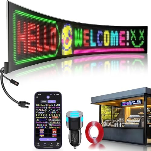 Extra Großes LED Werbedisplay 146x20cm mit Bluetooth APP-Steuerung, Programmierbare RGB LED Laufschrift für Schaufenster, Laden, Messe, Restaurant & Geschäftswerbung, Texte Bilder Animationen