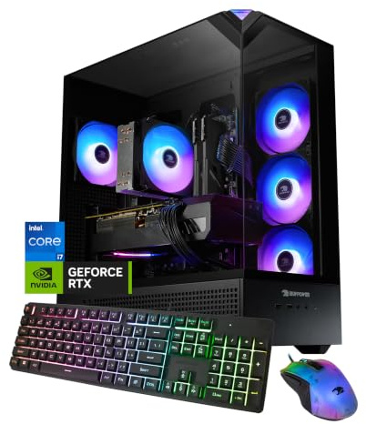 iBUYPOWER Element Gaming PC Desktop Computer Intel Core i7 14700F CPU, NVIDIA GeForce RTX 5070 GPU da 12 GB, RAM DDR5 da 32 GB, SSD NVMe da 1 TB, Windows 11 Home, Tastiera e Mouse - EBI7N5704