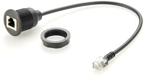 Plinkwirekb RJ12 6P6C - Cavo di prolunga a pannello rotondo, 0,3 m, 6 fili, maschio a femmina, adattatore da incasso, per sistema telefonico, PBX, modem, fax
