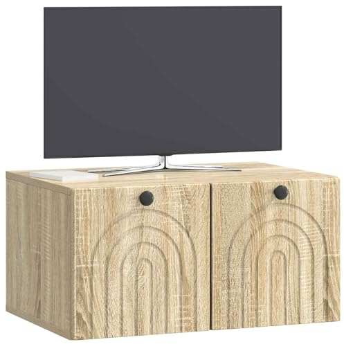 vidaXL Wandmontierter TV-Schrank Sonoma-Eiche 59,5 x 41 x 30 cm, Modernes Wohnzimmer Lager, rechteckiges Design, Wandregal, praktische Medieneinheit, viele Entertainment Plätze