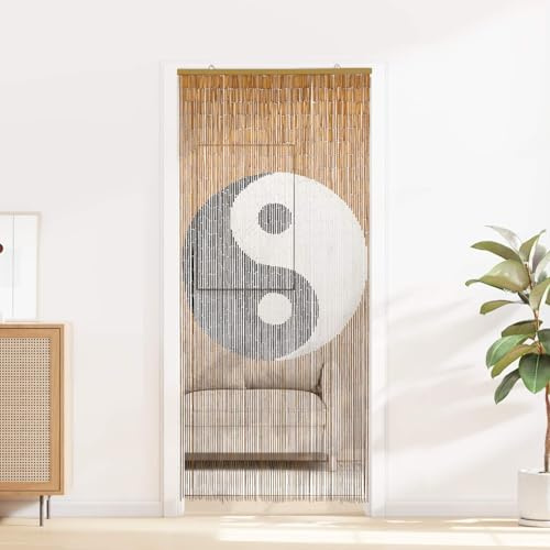 Runheo Rideau de Porte Anti-Insectes en Bambou Multicolore 200 x 90 cm pour intérieur et extérieur, Protection Naturelle Contre Mouches, guêpes, araignées, adapté aux Portes