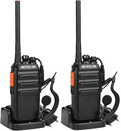 Retevis RT24 Walkie Talkie Recargable, Walkies Profesionales, PMR446 sin Licencia 16 Canales CTCSS/DCS VOX, Walkie Talkie con Auriculares y Cargador Europeo, para Adultos y Niños (Negro, 1 Par)