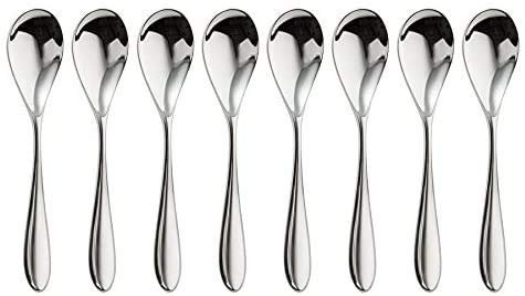 Robert Welch Bourton Bright Small Coffee/Espresso Spoon, Set of 8. Made from Stainless Steel. Dishwasher Safe.