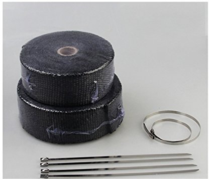 10M Bande Isolant,Abaobao Thermique Collecteur Echappement Moto Voiture Largeur 5cm Anti moisissure Résistant jusqu'à env. 1200°C (noir)