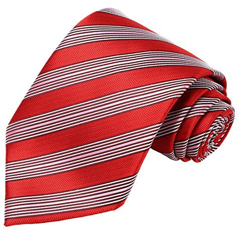 KissTies Herren Krawatte mit Paisleymuster, extra lang, inkl. Geschenkbox (160 cm XL) Gr. Einheitsgröße, rot weiß gestreift