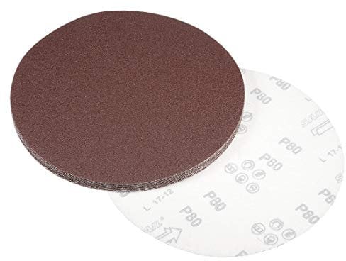 sourcing map 9 Inch Sanding Disc 80 Grits Flocking Sandpaper for Sander 10 Pcs