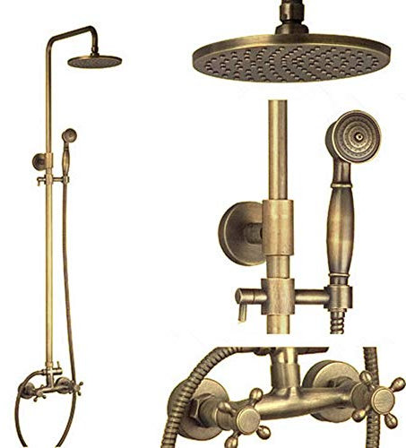 HomeLava Duscharmatur Antik Messing Duschset Duschsystem mit 8 Zoll Duschkopf und Handbrause für Badezimmer