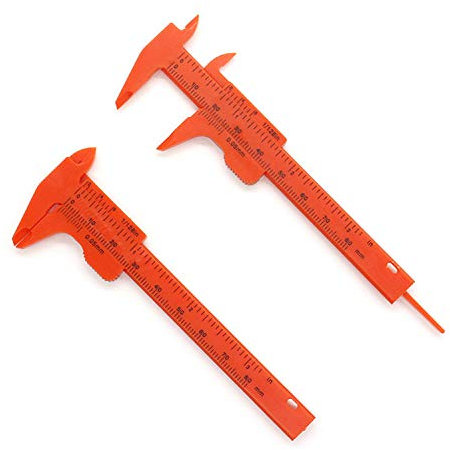 2 Stücke DIY Kunststoff Messwerkzeuge Messschieber Mini Schiebe-Messschieber Messschieber Messwerkzeug Lineal 80mm, Geeignet für die Messung von Tasten, Jade, Schmuck (Orange)