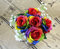Ooki Handgefertigter Blumenstrauß aus künstlicher Seide, Regenbogen-Rosenwurf, Brautjungfer, Blumenstrauß, Arrangement, Heimdekoration, Hochzeit, Party, Feier, Tafelaufsatz