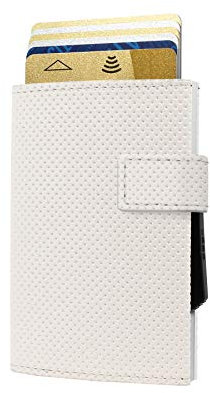 ÖGON Smart Wallets - Cascade Wallet, Fermeture à Pression- Portefeuille Automatique en Aluminium et Cuir véritable - Porte-Cartes Anti-RFID - 8 Cartes et Billets