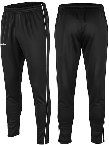 German Wear Striker Herren Jogginghose Sporthose Fleecehose | Atmungsaktiv, doppellagig, wärmt & absorbiert Schweiß - Microfleece-Innenseite | Taschen & Beine mit Reißverschluss Schwarz