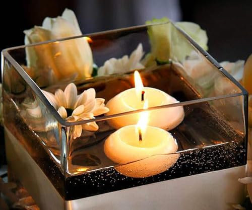 Lot de 10 bougies flottantes classiques non parfumées en forme de bougie chauffe-plat avec 100 pétales de rose en soie, mini disques de bougie pour mariages, anniversaires, spa, relaxation (ivoire)