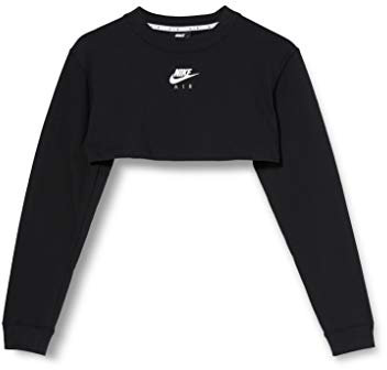 Nike W Nsw Air Top Ls Crop Long Sleeved T-Shirt - Black, Large