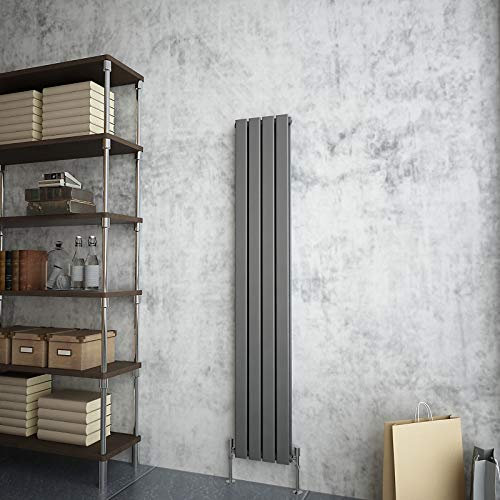 Vertical Designer Flat Panel Radiator Anthracite 1600x272mm Double Panel Modern Central Heating