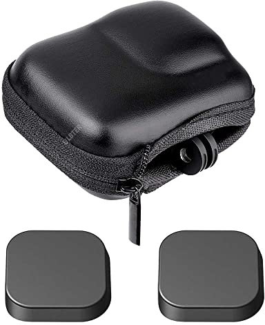 Kleine Tasche für GoPro Hero 12 11 10 9 8 Hero13 Hero12 Hero11 Hero10 Hero9 Hero8, ULBTER Tragetasche Go pro Schutztasche Zubehör und Objektivdeckel [1+2 Stück] -Schwarz