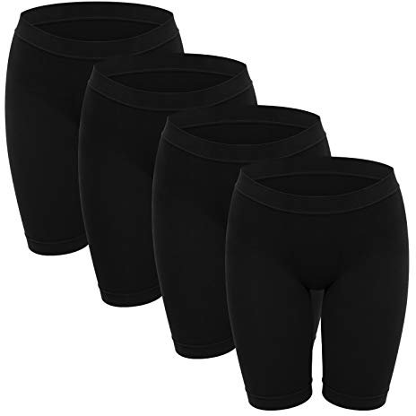 HBselect 4er Damen Kurze Leggings Radlerhose Blickdicht Sporthose Jogginghose Baumwolle für Yoga Joggen Pilates Fitness