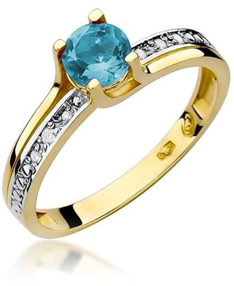 Damen Ring 585 14k Gold Gelbgold echt Topas Edelstein Diamanten Brillanten