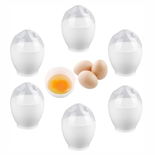 6 Pièces Pocheuse Oeuf Easy Egg Cooker pocheuses à œufs en Plastique Cuit Oeuf Micro Onde Poêle pour Micro OndesAntiadhésive Réutilisables avec Couvercle pour Cuisiner des Œufs Pochés Parfaits SansBPA