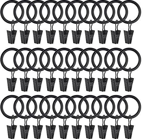 WMYCONGCONG 40 PCS Curtain Rings Hooks, Hanger Clips for Hanging Drapery Drapes Bows, 1 inch Interior Diameter, Fits up to 5/8 Rod