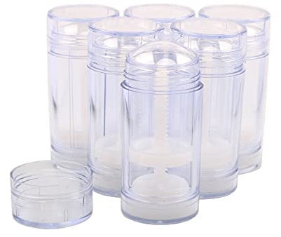 Wresty 1oz/30ml Clear Deodorant Containers Empty Plastic Twist-up Deodorant Bottles Bottom Filling Makeup Bottles DIY Cosmetic Glue Stick Lip Balm Tubes (6 Pcs)