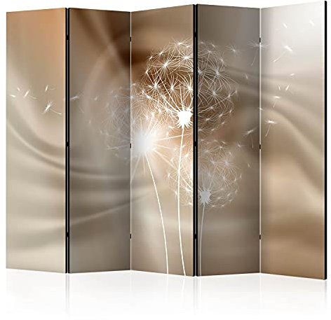 murando - Paravent Raumteiler Innen Pusteblumen 225x172 cm 5-teilig Einseitig Raumtrenner Trennwand Holz Sichtschutz Spanische Wand Raum Abtrennung Blumen Natur Wiese Abstrakt beige b-A-0281-z-c