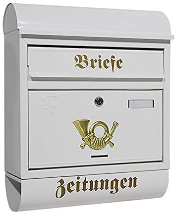 HELO Briefkasten Postkasten Zeitungsrolle Nostalgie Antik Wandmontage Retro Groß XXL (T8-T, Weiß)