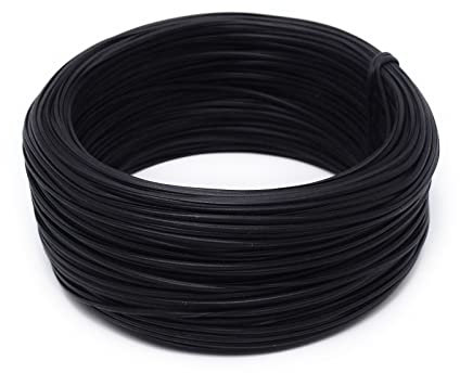 Spritewelry 3 Rollen Gartendraht-Spule, Metalldraht beschichtet mit Kunststoff, flach, schwarz, Zaunzubehör, Wickeldraht, Rolldraht, Maschendraht, 80 - 100 m/Rolle