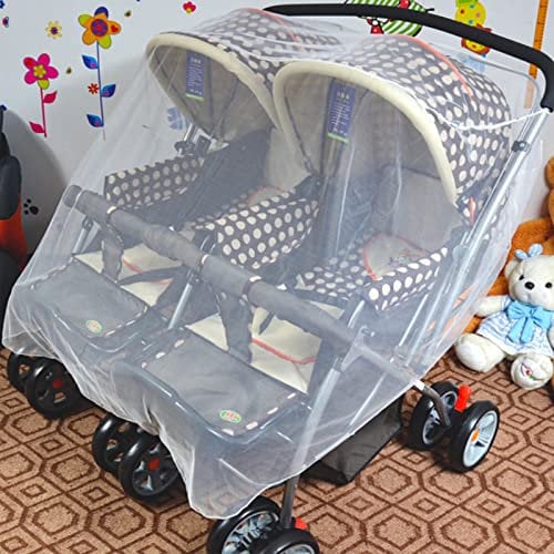 Moskitonetz für Zwillingskinderwagen Universal Insektenschutz Netz Elastisches Atmungsaktives Mückennetz Faltbares Fliegennetz Sommer Frühling Moskito Netz Abdeckung für Kinderwagen Buggy Sportwagen