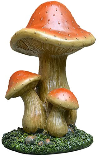 LTLCBB Gartenfiguren Pilz Skulptur aus Harz Gartendekoration Pilze Wachsen auf Grünem Moos Wasserfeste Figur Für Rasenteich Garteneingang