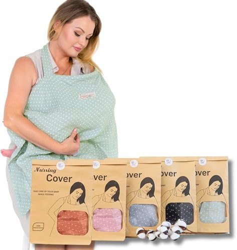 Bisoo Stilltuch für Unterwegs - Still Einstellbar Schal 100% Musselin, Atmungsaktiv, Multifunktional mit Aufbewahrungstasche - Mint