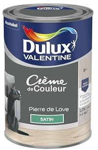 Dulux Valentine Crème de Couleur - Peinture multi-supports intérieure - Satin Pierre de Lave 1,25 L