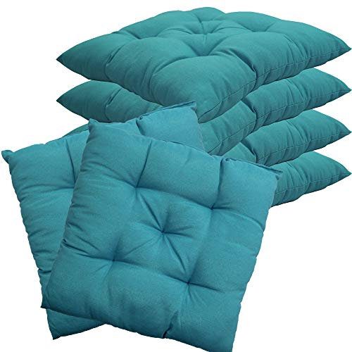 NYVI Stuhlkissen 38x38 cm ComfySeat Aqua 6er Set - Sitzkissen mit 6 cm Comfort Sitzpolster - Indoor & Outdoor - Gartenstuhlkissen aus Baumwoll-Mischgewebe - ÖkoTex 100